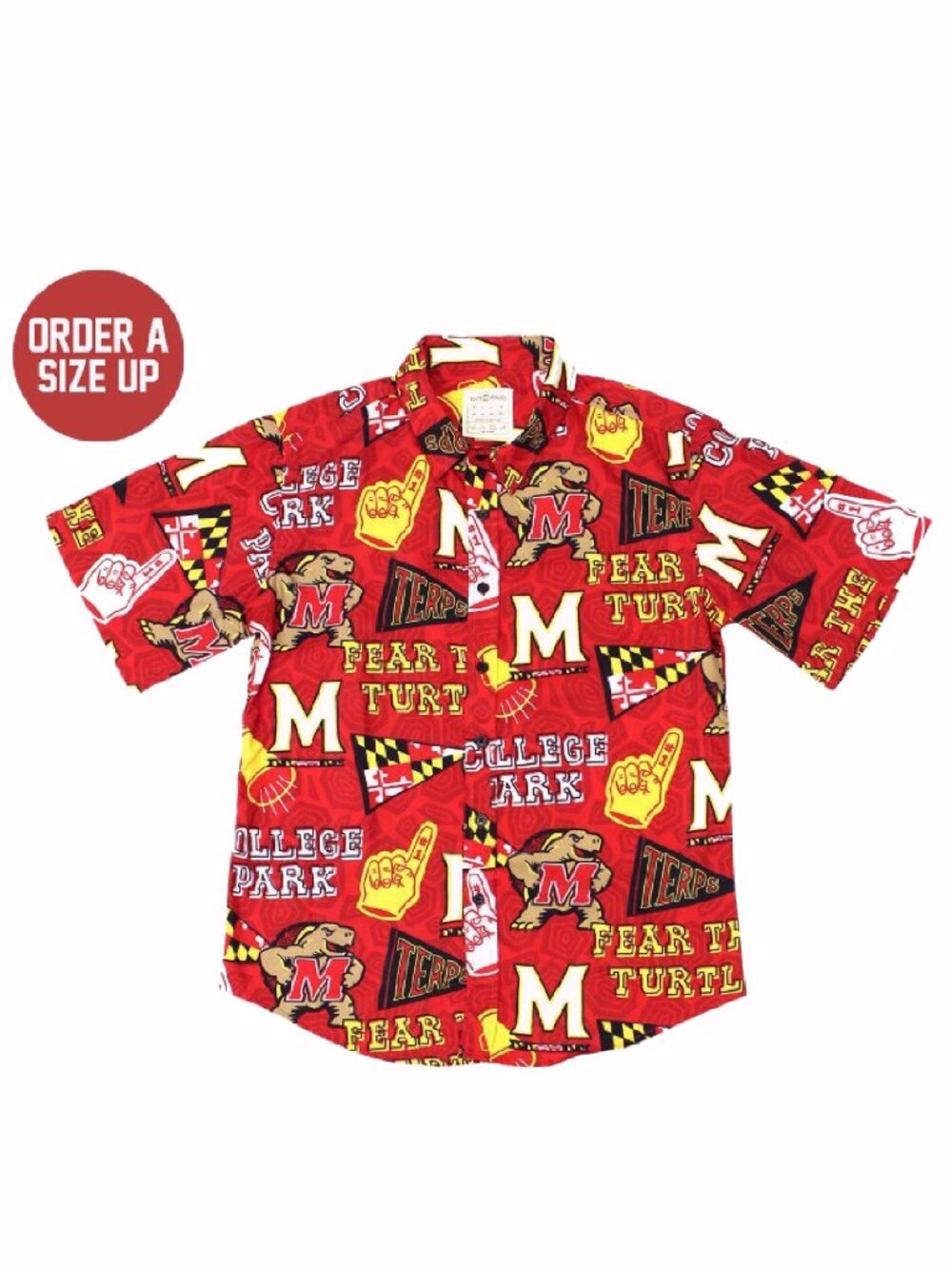 University of Maryland Terps Testudo Hawaiian Style Dress Shirt - NEW Fast Ship